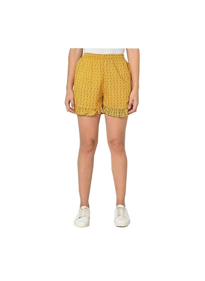 Yellow Women's Frill Casual Shorts