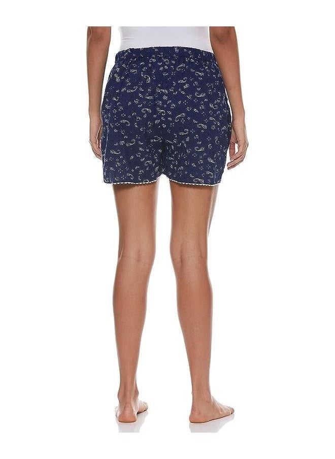 Blue Women's Boxer Regular Cotton Blend Casual Shorts