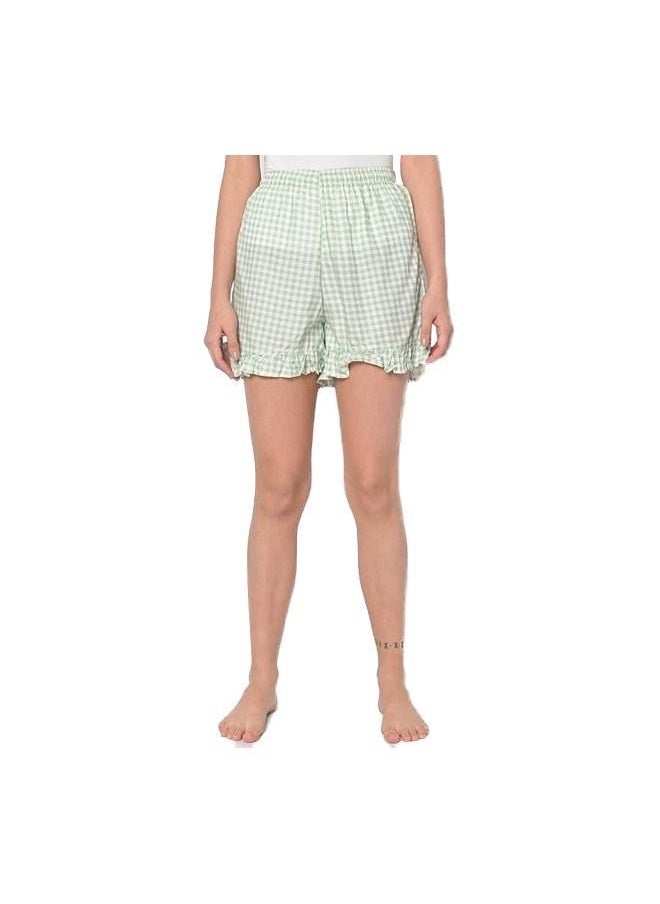 Green Women's Frill Casual Shorts
