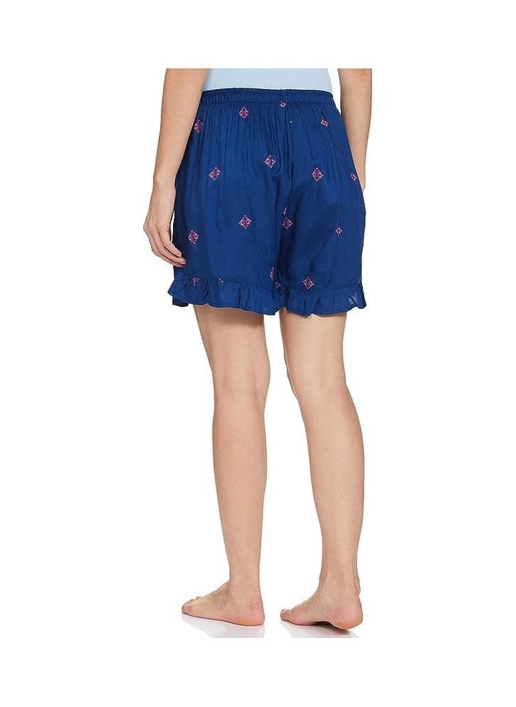 Blue Women's Frill Casual Shorts