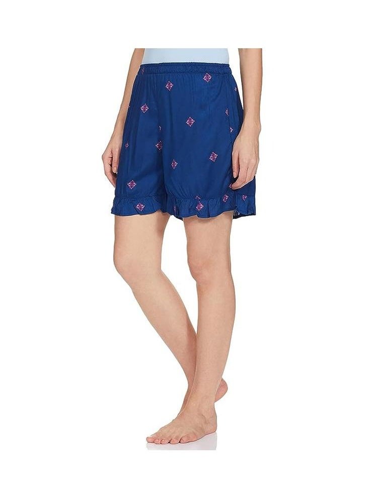 Blue Women's Frill Casual Shorts
