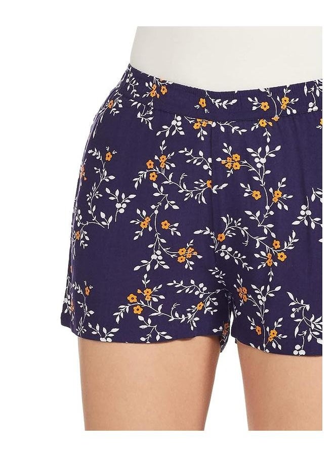 Floral Navy Women Casual Shorts