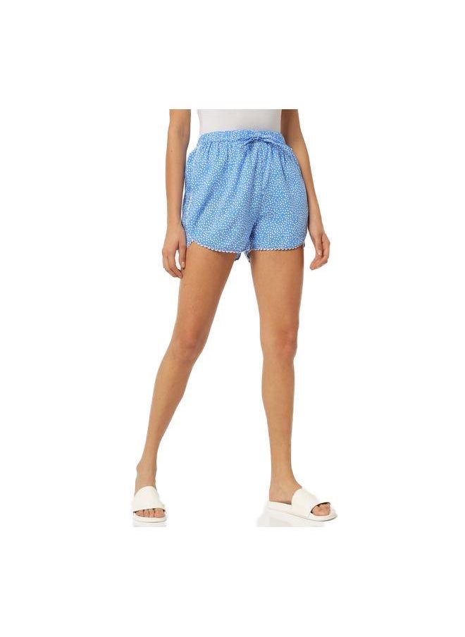 Teal Blue Women's Boxer Regular Cotton Blend Casual Shorts