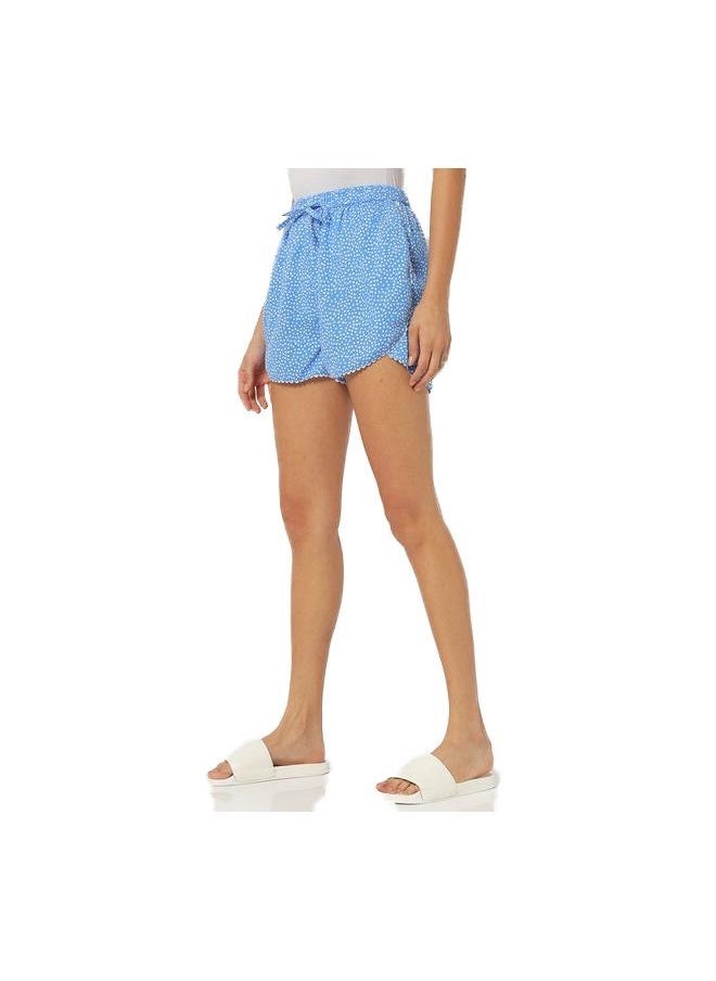 Teal Blue Women's Boxer Regular Cotton Blend Casual Shorts