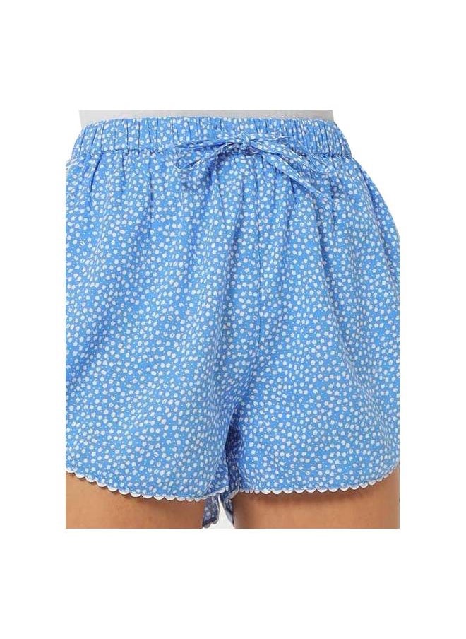 Teal Blue Women's Boxer Regular Cotton Blend Casual Shorts