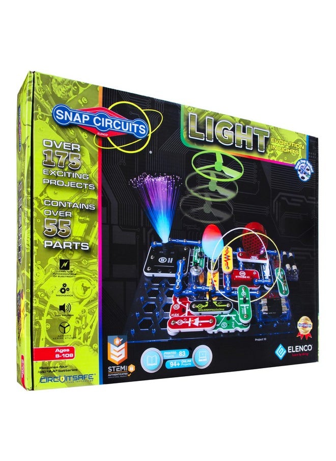 Snap Circuits Light Electronics Exploration Kit | Over 175 Exciting Stem Projects | Full Color Project Manual | 55+ Snap Circuits Parts | Stem Educational Toys For Kids 8+,Multi