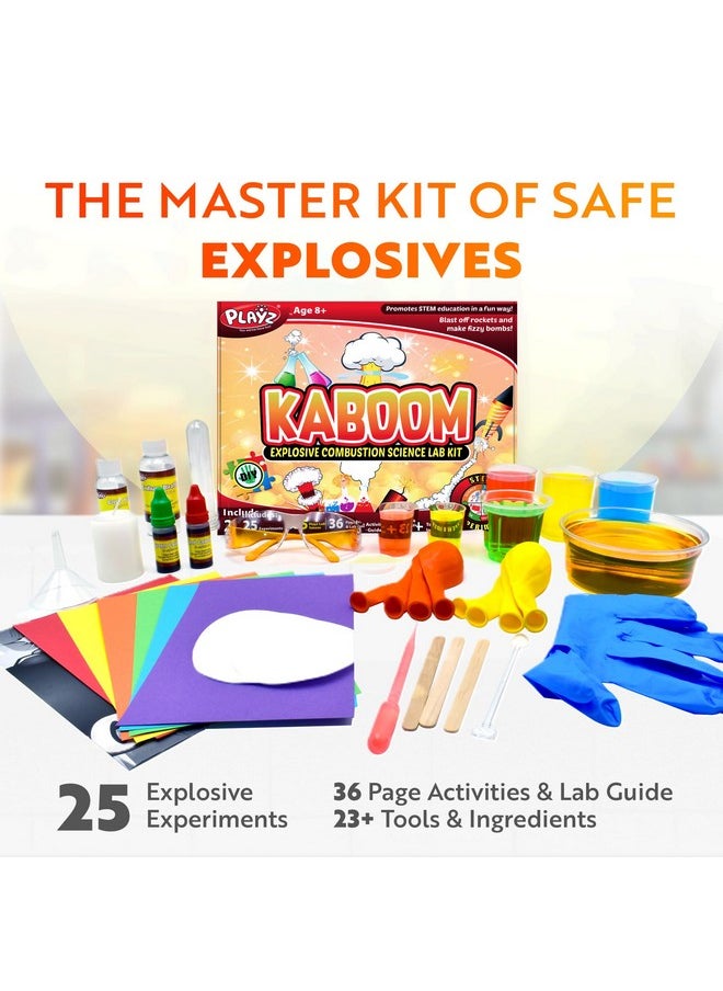 Kaboom! 50+ Explosive Science Experiments Kit For Kids Age 8-12 With 25 Playz Lab Token Experiments - Chemistry Set Stem Learning & Educational Toys & Gifts For Boys, Girls, Teenagers & Kids