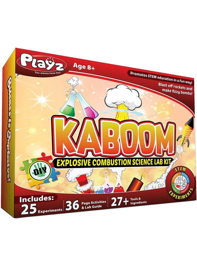 Kaboom! 50+ Explosive Science Experiments Kit For Kids Age 8-12 With 25 Playz Lab Token Experiments - Chemistry Set Stem Learning & Educational Toys & Gifts For Boys, Girls, Teenagers & Kids