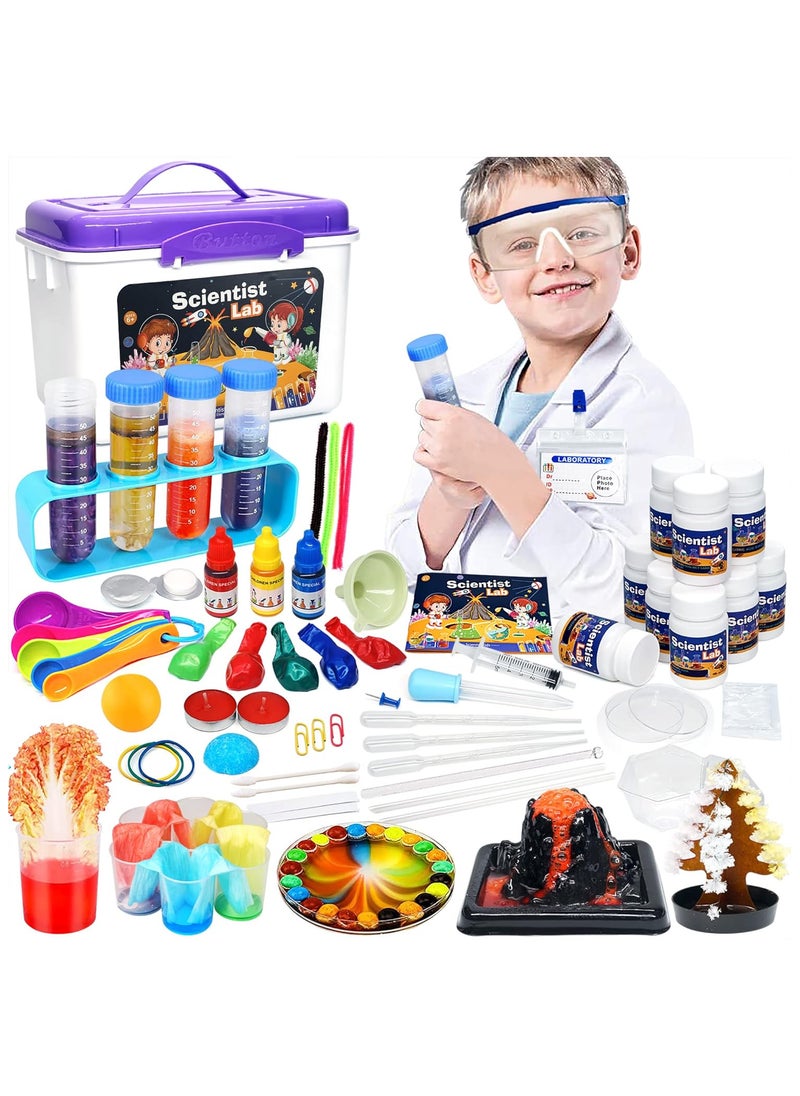 Educational Science Kit Kids Toys - 56 Science Lab Experiments, Science Kits for Kids Age 6-8-10-12, 70+ PCS DIY Stem Projects with Lab Coat Scientist Costume, Educational Toys for Kids Girls Boys