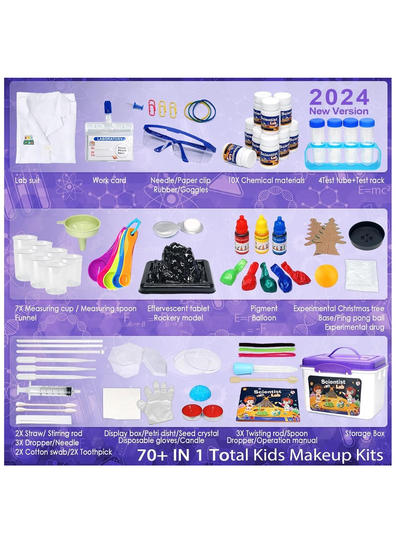 Educational Science Kit Kids Toys - 56 Science Lab Experiments, Science Kits for Kids Age 6-8-10-12, 70+ PCS DIY Stem Projects with Lab Coat Scientist Costume, Educational Toys for Kids Girls Boys