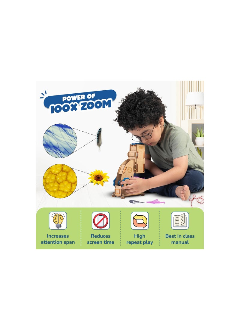 Smartivity Microscope 100x Zoom Toy for Kids Age 8-14 Years Old | Christmas, Birthday Gifts for Boys & Girls | DIY Science Toy for Kids 8,9,10,11,12,13,14 Years Old Students I STEM Sciene Kit