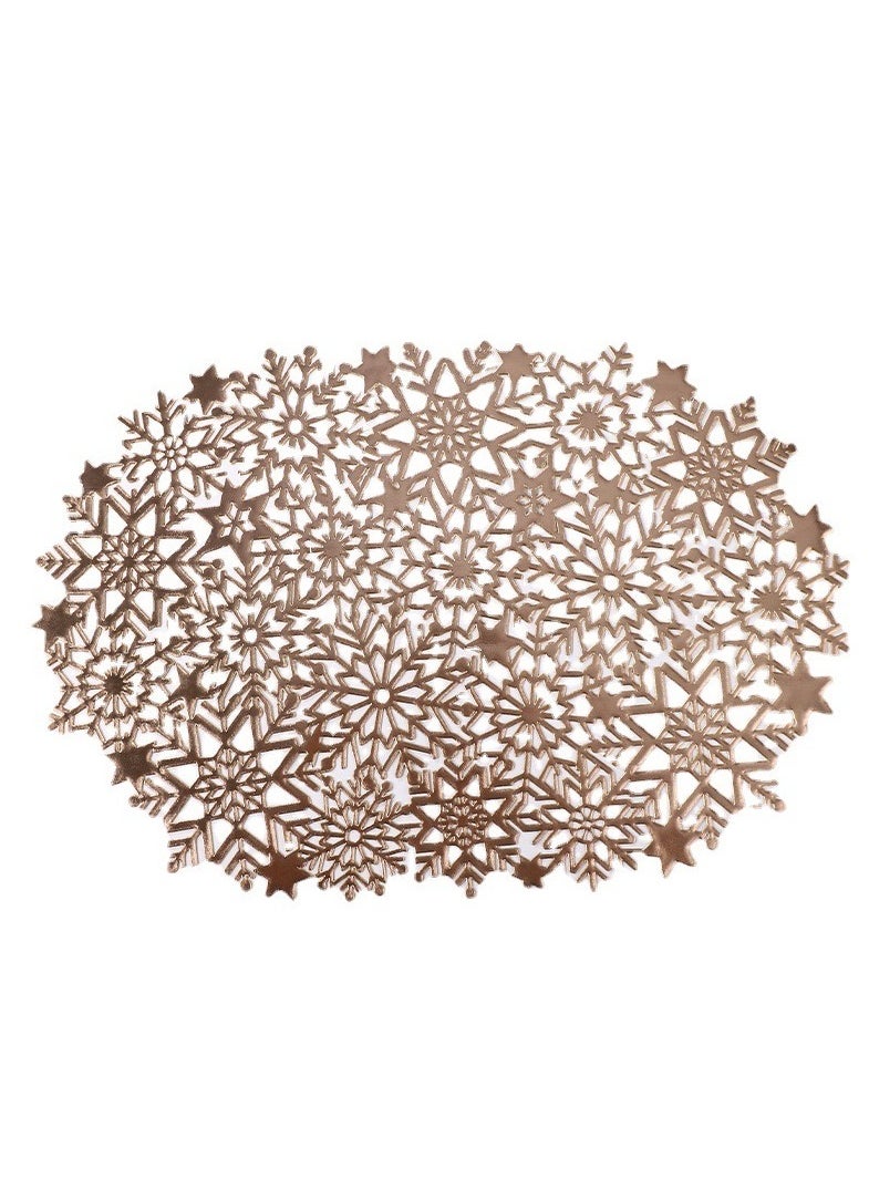 2-Piece Gold Oval Star Dining Table Decorative Placemats