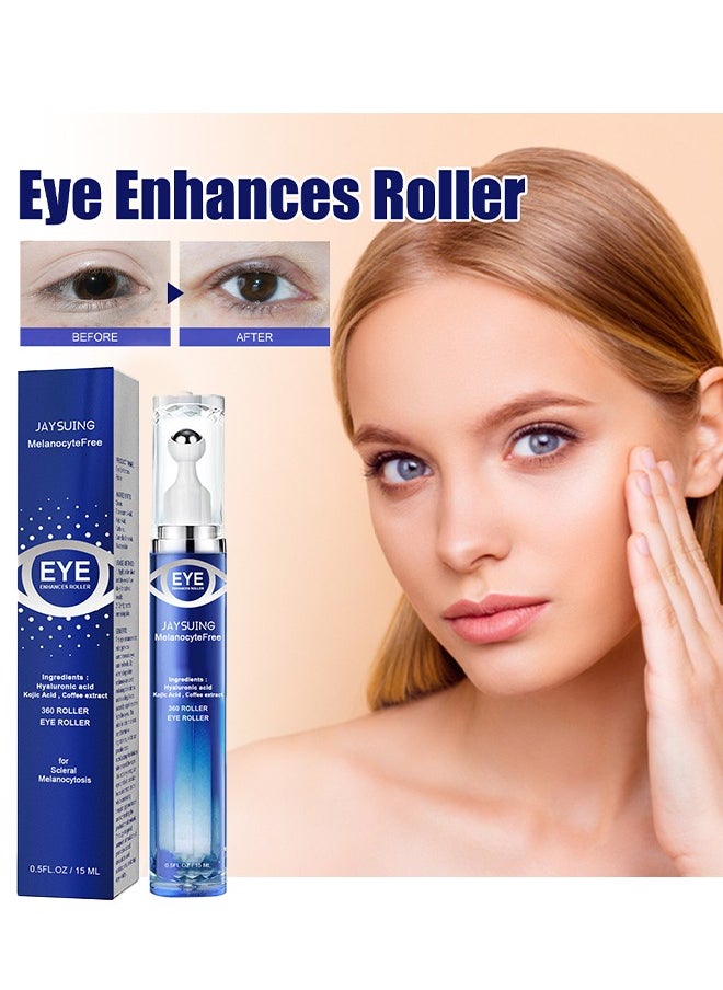 Eye Enhancing Roller, with Hyaluronic Acid, Kojic Acid, Coffee Extract Eye Serum for Puffy Eyes and Dark Circles, Relieve Eye Fatigue, Lift Firm and Reduce Wrinkles and Fine Lines 15ML