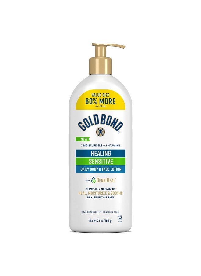 Healing Sensitive Daily Body & Face Lotion With Aloe Moisturizes, Heals & Soothes Dry, Sensitive Skin, Value Size, 21 Oz.