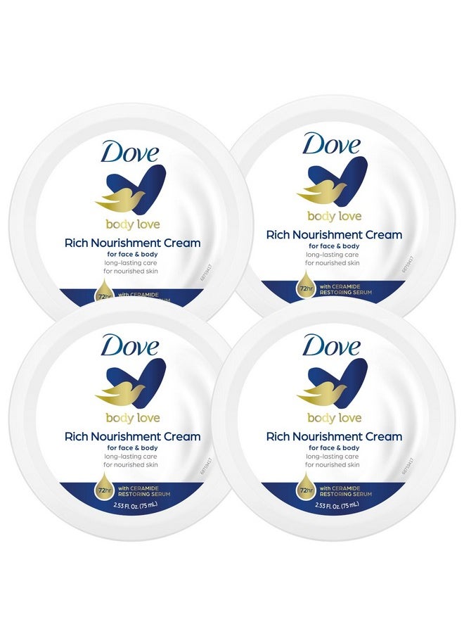 Nourishing Body Care, Face, Hand, And Body Rich Nourishment Cream For Extra Dry Skin With 48-Hour Moisturization, 4-Pack, 2.53 Oz Each Jar