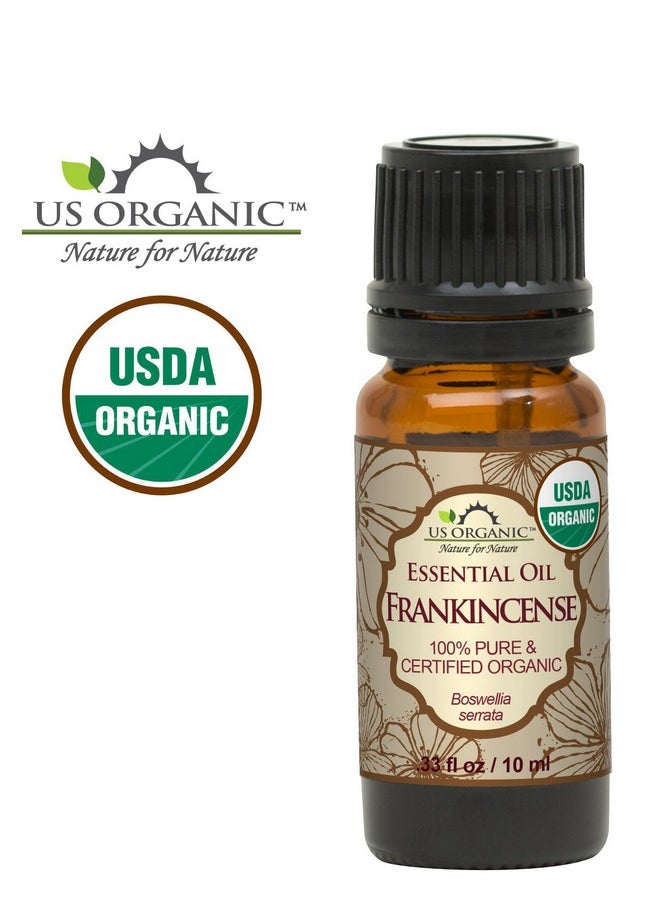 100% Pure Frankincense Essential Oil, Usda Certified Organic, Steam Distilled, Boswellia Serrata, Sourced From India, Topically Or In Diffuser, Perfect For Aging Skin, All Skin Type (10 Ml)