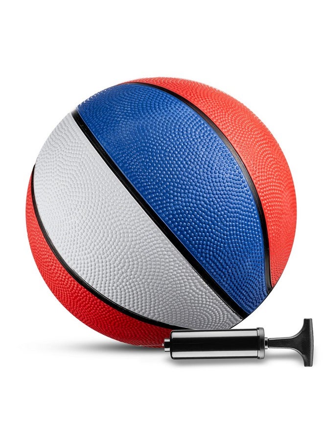 Mini Basketball - 7 Inch, Size 3 - Mini Hoop Outdoor Basketball Set & Indoor, For Small Basketball Hoops & Pool Basketball Parties - Kids Basketballs Party Favors For Kids Red White & Blue (1-Pack)