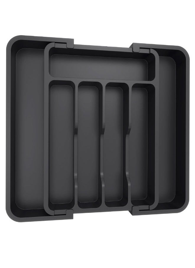 Expandable Silverware Drawer Organizer, Adjustable Kitchen Flatware Organizer with Removable Dividers, Large Capacity Utensil Holder, Plastic Spoons Forks Knives Holder Storage Dividers Cutlery Tray