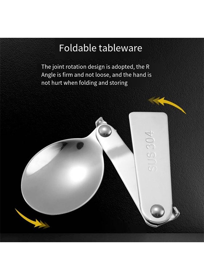 Portable 3-Piece Foldable Cutlery Set with Case, Stainless Steel Spoon and Fork for Travel, Camping, and Outdoor Activities