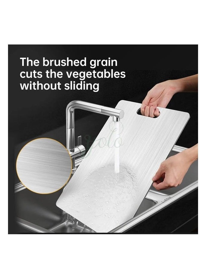 Liying Stainless Steel Cutting Board - Cutting Boards (30 * 25cm) for Kitchen, Dishwasher Safe Double-Sided Stainless Steel Board for Home, Kitchen, Outdoor Camping, Restaurant u0026 Hotel (M)