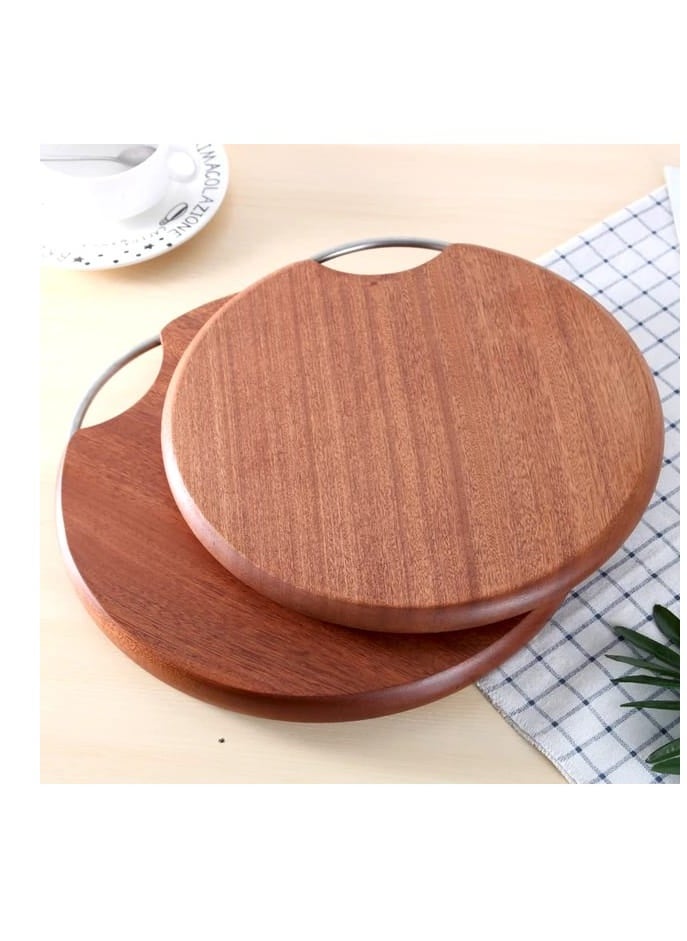 Round Wood Cutting Board, 36cm Diameter, One Piece, No Glue, Non-Toxic, Thick Hardwood