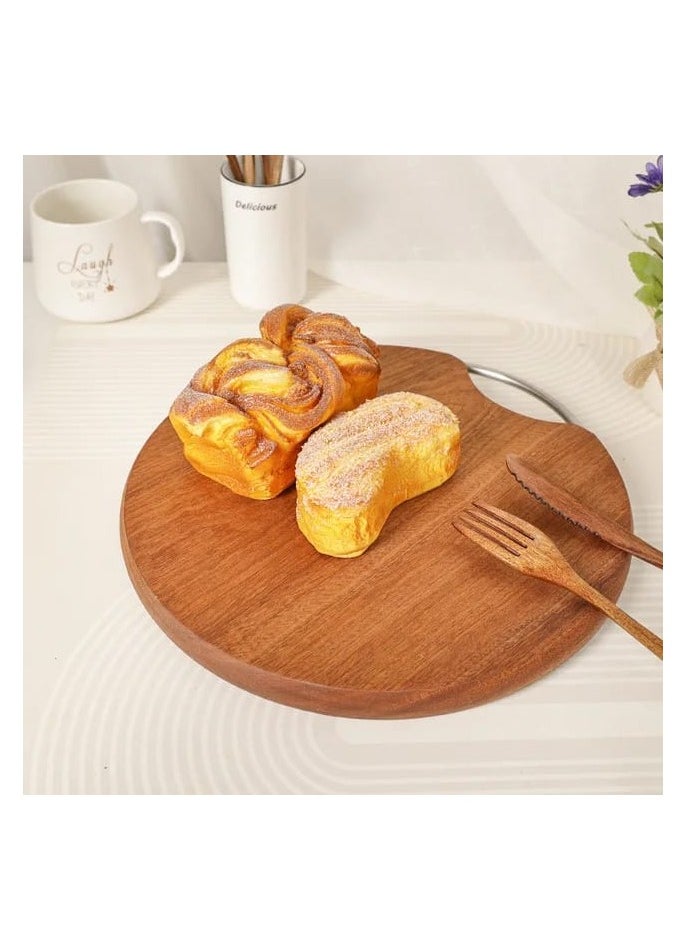 Round Wood Cutting Board, 36cm Diameter, One Piece, No Glue, Non-Toxic, Thick Hardwood