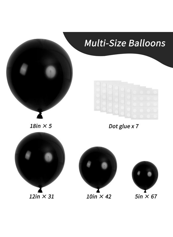 145Pcs Black Balloons Latex Balloons 18 12 10 5 Inch Party Balloon Kit Different Sizes For Birthday Party Wedding Balloon Graduation Baby Shower Decoration