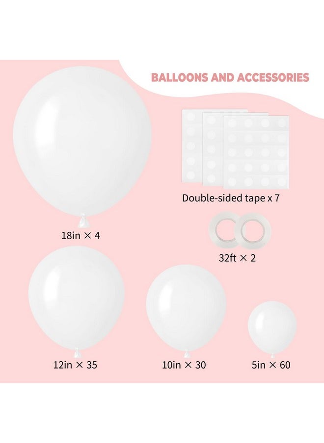 129Pcs White Balloons Different Sizes 18 12 10 5 Inch For Garland Arch,Party Latex Balloons For Birthday Party Wedding Anniversary Baby Shower Party Decoration