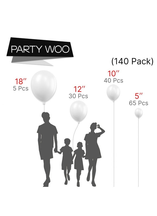 White Balloons, 140 Pcs Matte White Balloons Different Sizes Pack Of 18 Inch 12 Inch 10 Inch 5 Inch White Balloons For Balloon Garland Or Balloon Arch As Birthday Party Decorations, White-Y13