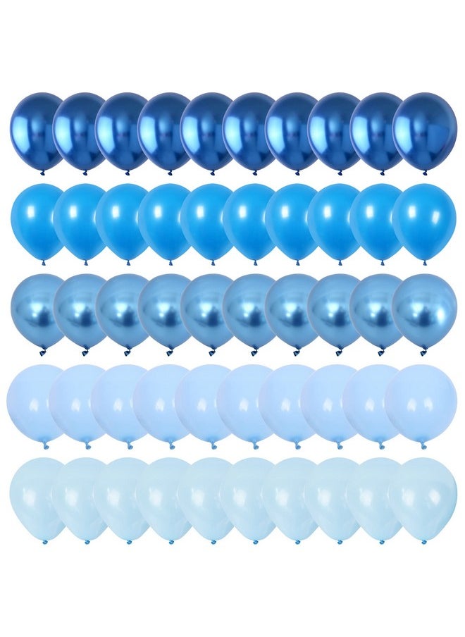 Blue Balloon Set, 60 Packs 12 Inches Metallic Chrome Blue Balloons Pearl Blue Balloons Macaron Baby Blue Balloons Light Blue Balloons For Bridal Shower, Wedding, Baby Shower, Birthday Party,