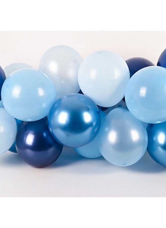 Blue Balloon Set, 60 Packs 12 Inches Metallic Chrome Blue Balloons Pearl Blue Balloons Macaron Baby Blue Balloons Light Blue Balloons For Bridal Shower, Wedding, Baby Shower, Birthday Party,