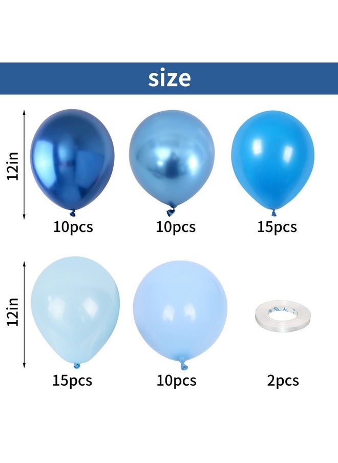 Blue Balloon Set, 60 Packs 12 Inches Metallic Chrome Blue Balloons Pearl Blue Balloons Macaron Baby Blue Balloons Light Blue Balloons For Bridal Shower, Wedding, Baby Shower, Birthday Party,