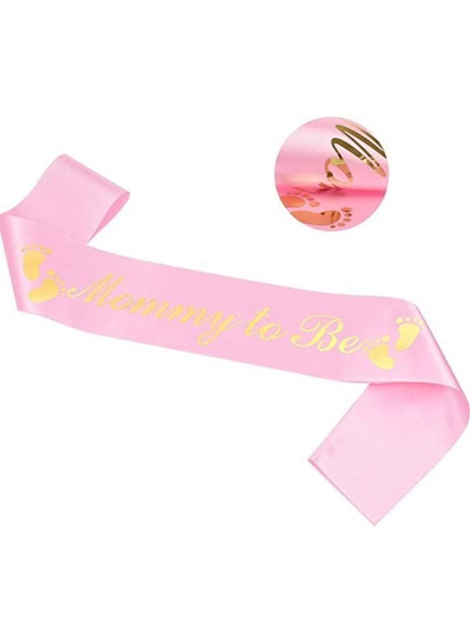 Baby Shower Sash 2 PCS Mommy to be and Daddy to Be Tinplate Badge Pin Set New Daddy Mom Gifts for Party Celebration Pink