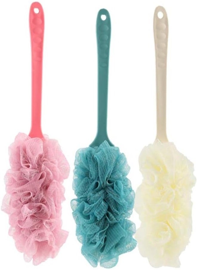 2-Piece Loofah Bath Brush with Long Handle Bath Shower Back Scrubber Body Brush for Men and Women (Multicolor)