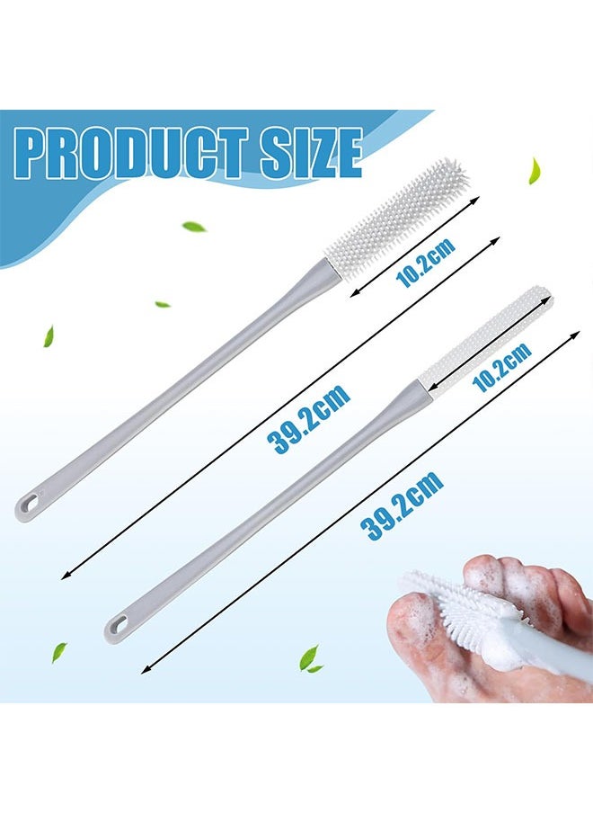 Soft silicone foot washing brush, 40cm toe gap cleaning brush, shower brush with long handle, toe washer for the shower, foot brush with brush heads in two sizes