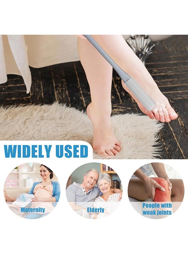Soft silicone foot washing brush, 40cm toe gap cleaning brush, shower brush with long handle, toe washer for the shower, foot brush with brush heads in two sizes