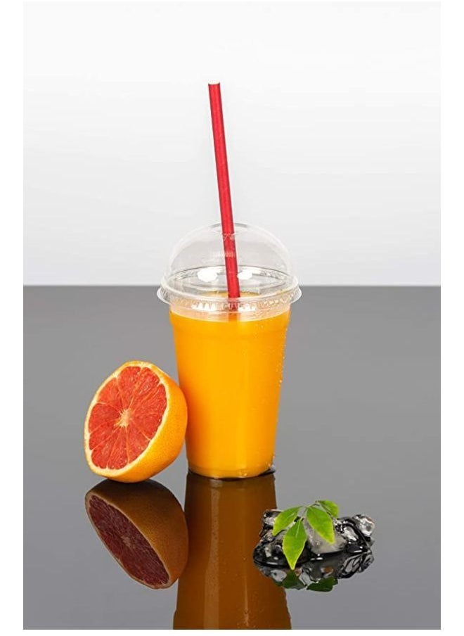 Disposable Cups 16Oz With Dome Lid for Cold Drinks Dessert Milkshake Juice Iced Coffee Slush and Smoothies Pack Of 100