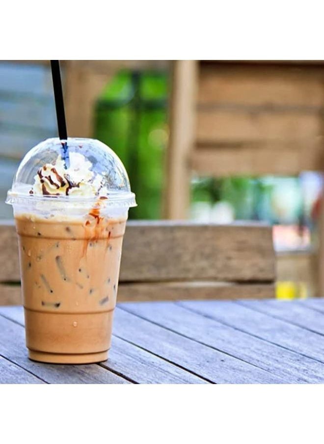 Disposable Cups 16Oz With Dome Lid for Cold Drinks Dessert Milkshake Juice Iced Coffee Slush and Smoothies Pack Of 100