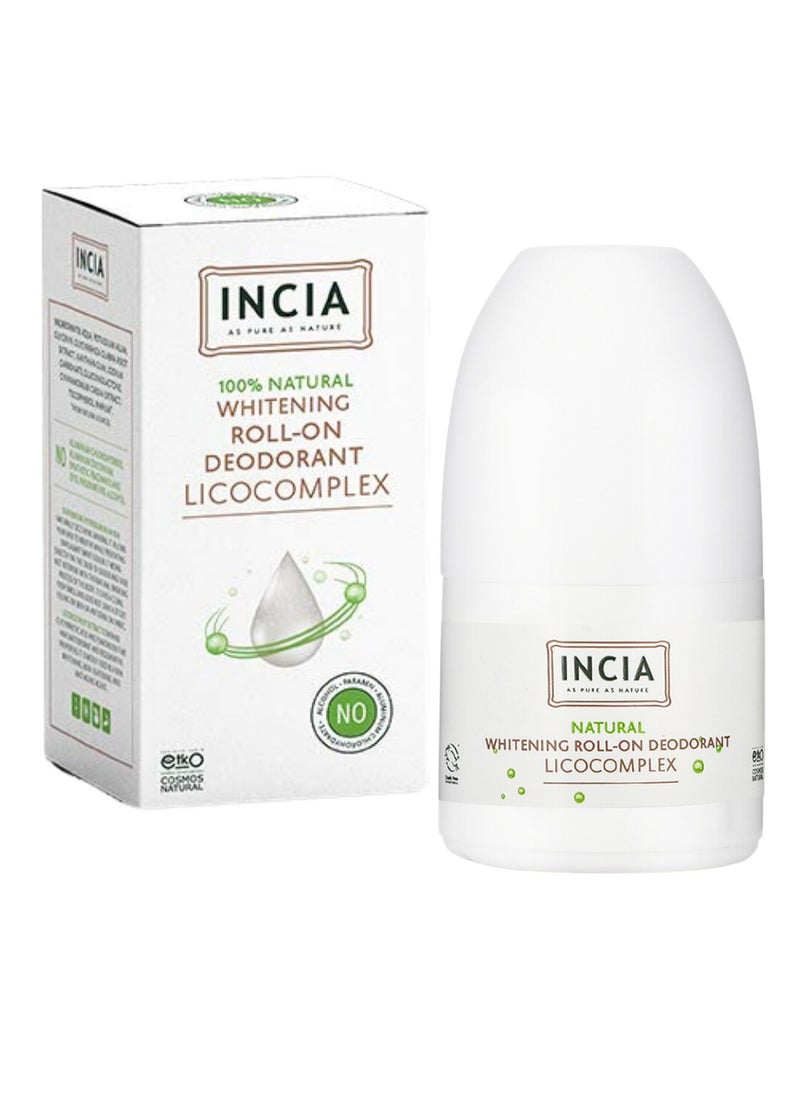 INCIA Whitening Natural Roll-On Deodorant for Dark Armpits - 50 ml