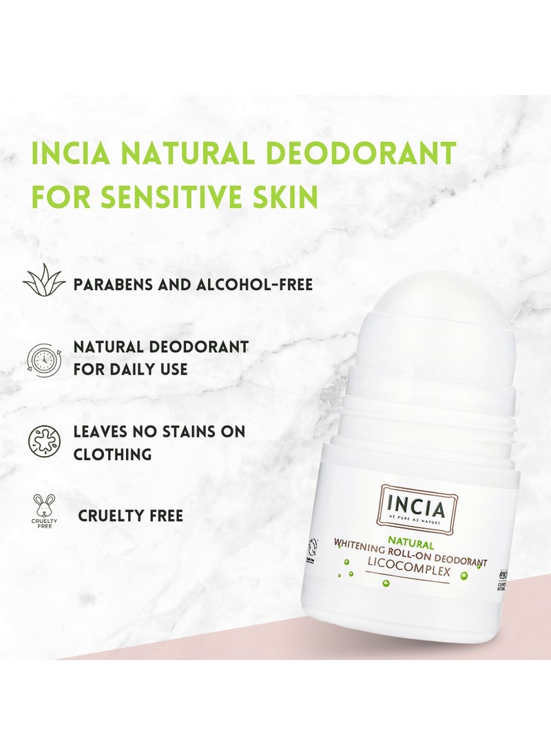 INCIA Whitening Natural Roll-On Deodorant for Dark Armpits - 50 ml