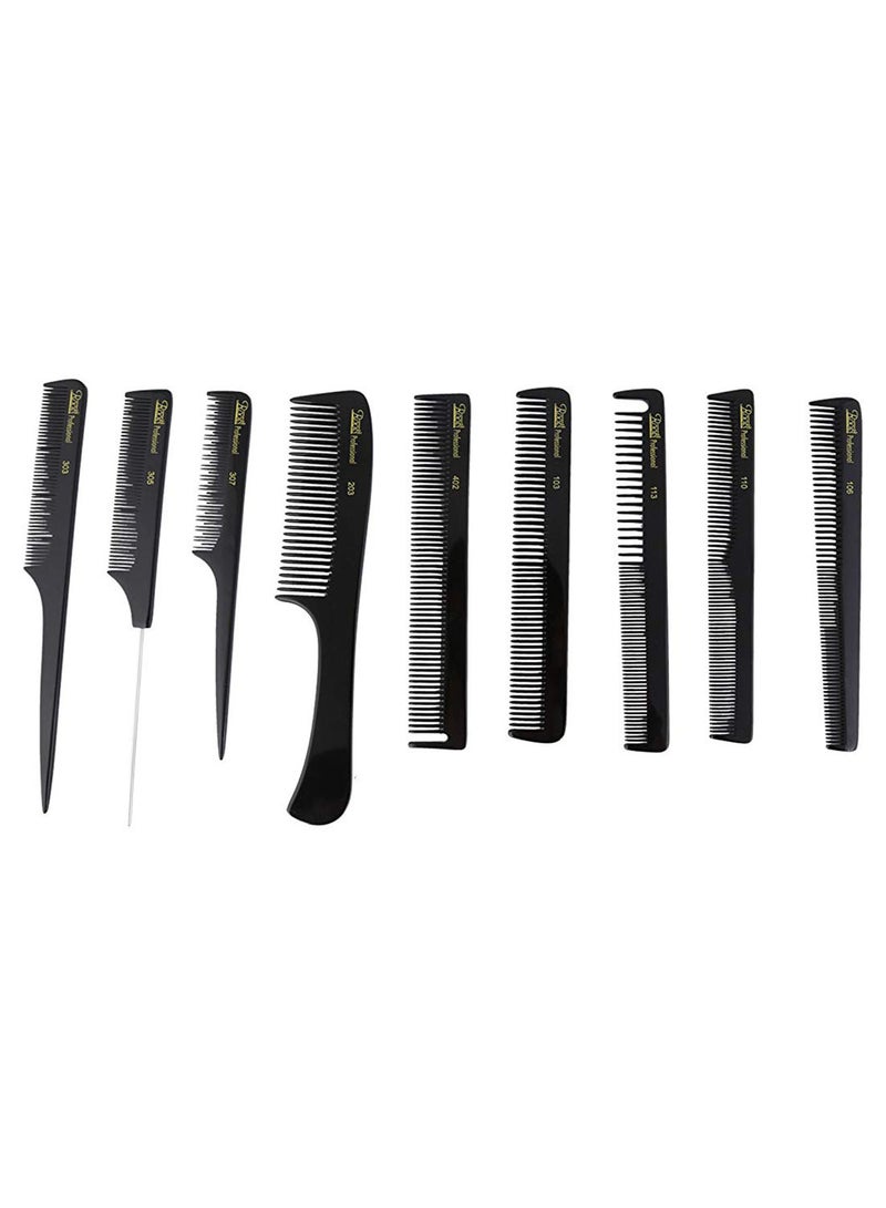 9-Piece Cutting And Styling Hair Comb Set Black