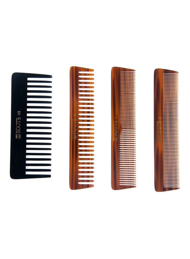 4-Piece Hair Comb Set Brown