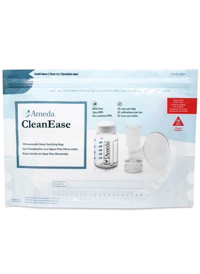Cleanease Microwaveable Steam Sterilizer Bags For Baby Bottles & Breast Pump Parts | Microwave Sterilizer For Baby Bottles | Breast Pump Sterilizer Bags | Bpa Free | 20 Uses Per Bag (7 Count)