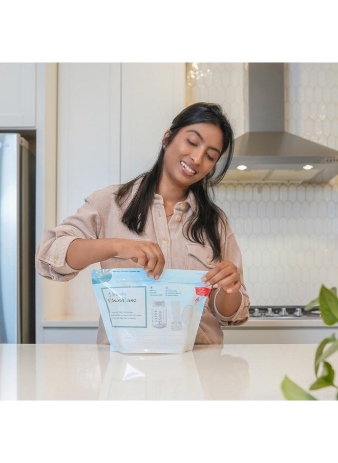 Cleanease Microwaveable Steam Sterilizer Bags For Baby Bottles & Breast Pump Parts | Microwave Sterilizer For Baby Bottles | Breast Pump Sterilizer Bags | Bpa Free | 20 Uses Per Bag (7 Count)