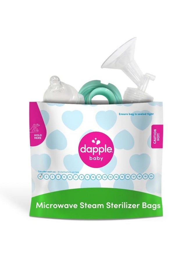 Baby Microwave Sterilizer Bags, Reusable For Breast Pump Parts & Baby Bottle, 20 Uses Per Bag, Great For Travel & Office, 8 Count (Pack Of 1)