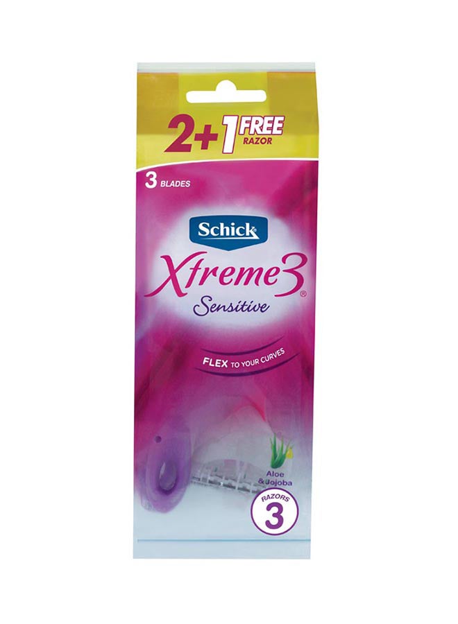 3-Piece Xtreme Sensitive Disposable Razor Set White