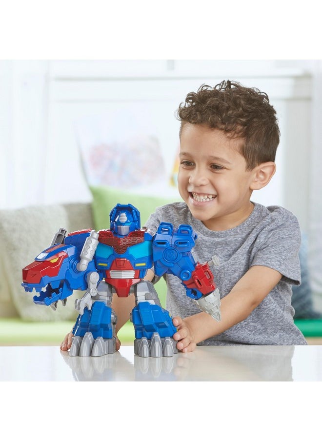 Dinobot Adventures Optimus Prime T-Rex Converting Toy With Lights And Sounds, 9+ Inch Action Figure, Ages 3 And Up