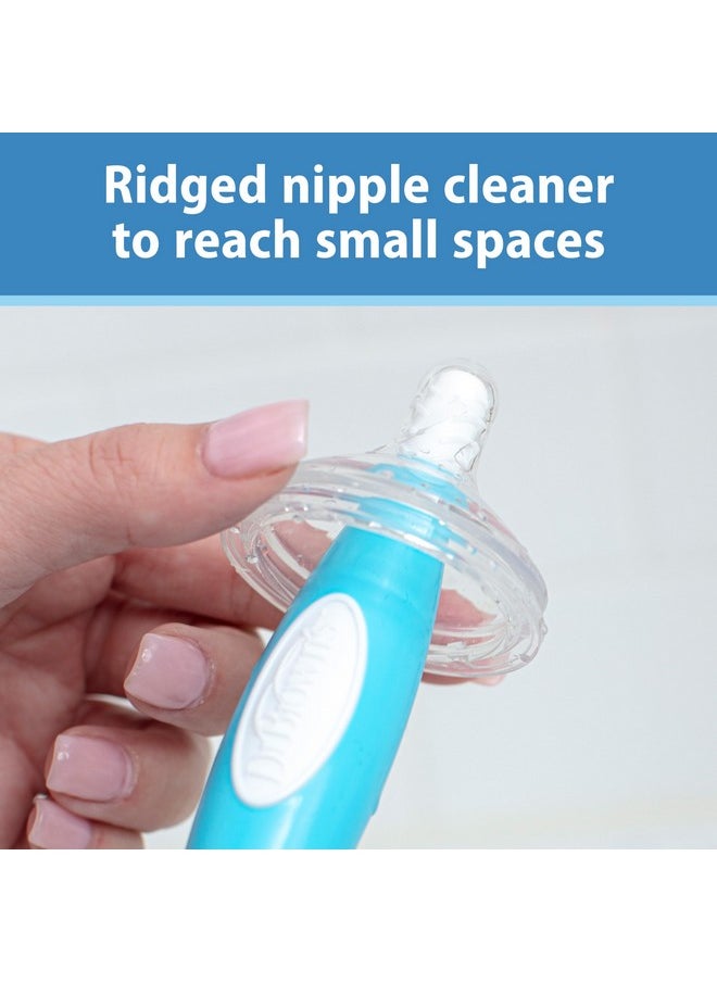 Soft Touch No Scratch Baby Bottle Cleaning Brush Nipple Cleaner With Stand And Storage Clip, Bpa Free, Blue 1-Pack