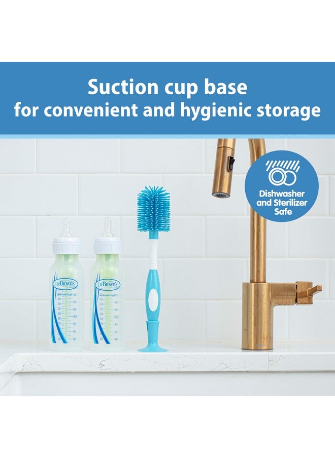 Soft Touch No Scratch Baby Bottle Cleaning Brush Nipple Cleaner With Stand And Storage Clip, Bpa Free, Blue 1-Pack