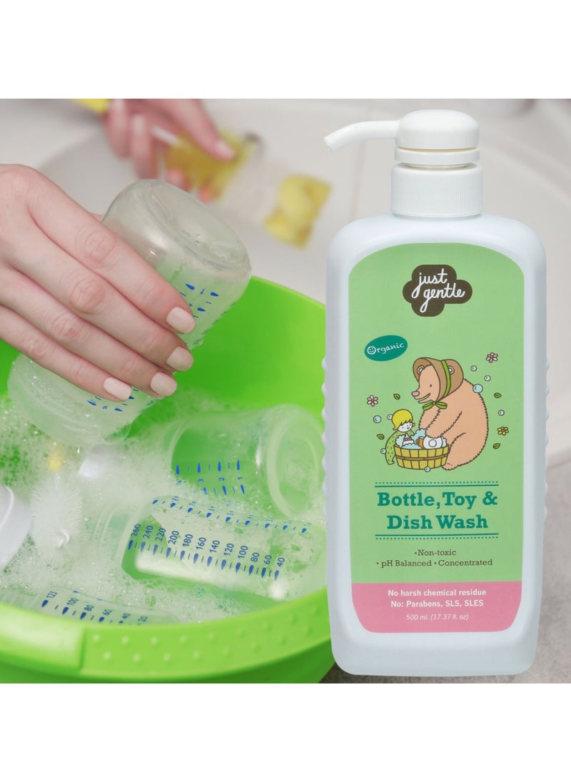 Natural Bottle, Toys & Dish Wash - Plant-Based, Safe for Babies, Effective Cleaning with Organic Chamomile, 500ml